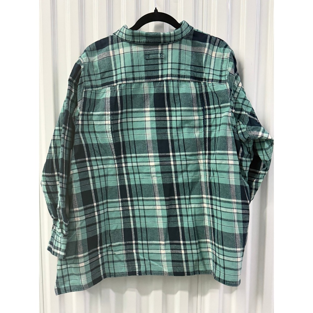 Duluth Trading Co Flannel Shirt Women 2X Teal Plaid Excellent Long Sleeve Cotton - Picture 2 of 9